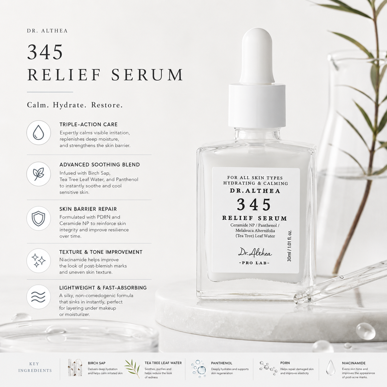 Dr. Althea 345 Relief Serum 30ml | Calming Barrier Repair Serum