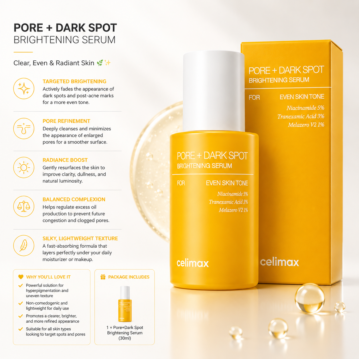 Celimax Pore & Dark Spot Brightening Serum 30ml