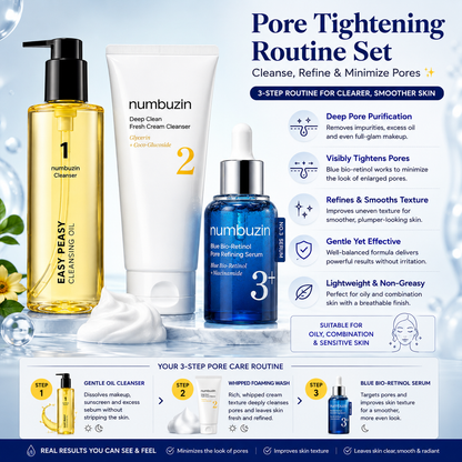 Numbuzin Pore Tightening Routine Set | 3-Step Pore Control Kit