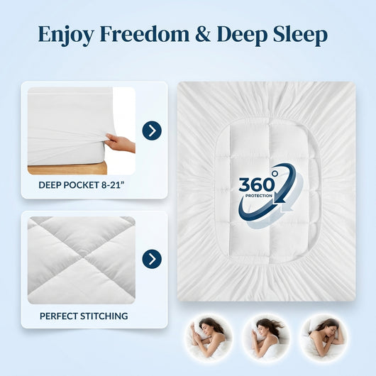 Premium Quilted 1000GSM Luxury Extra Thick Mattress Topper - Breathable & Fluffy Soft